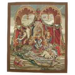 Vintage Woven Throne Scene Tapestry 7.9X6.9