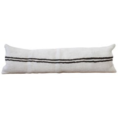 Vintage Woven Turkish Hemp Pillow in Off-White with Dark Brown Stripes