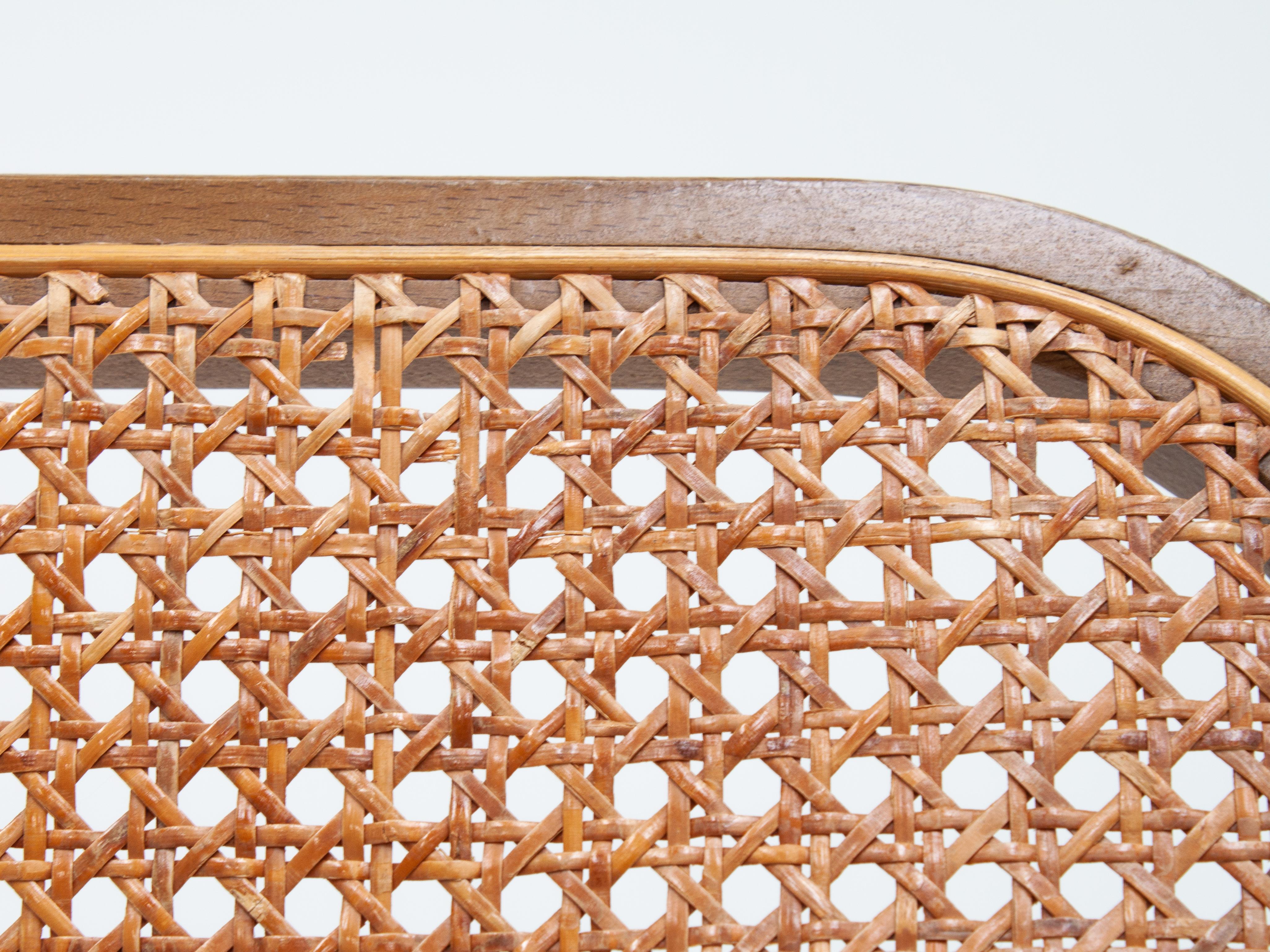 Vintage Woven Wicker and Walnut Giancarlo Piretti for Castelli 'Plia' Chair 2