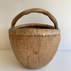 Vintage Woven Wicker Basket with Handle