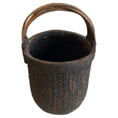 Vintage Woven Wicker Basket with Handle