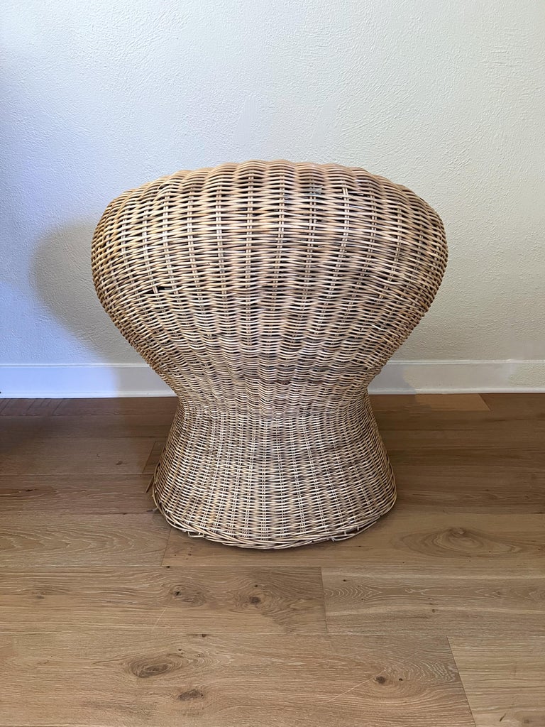 Vintage Woven Wicker Club Chair For Sale at 1stDibs