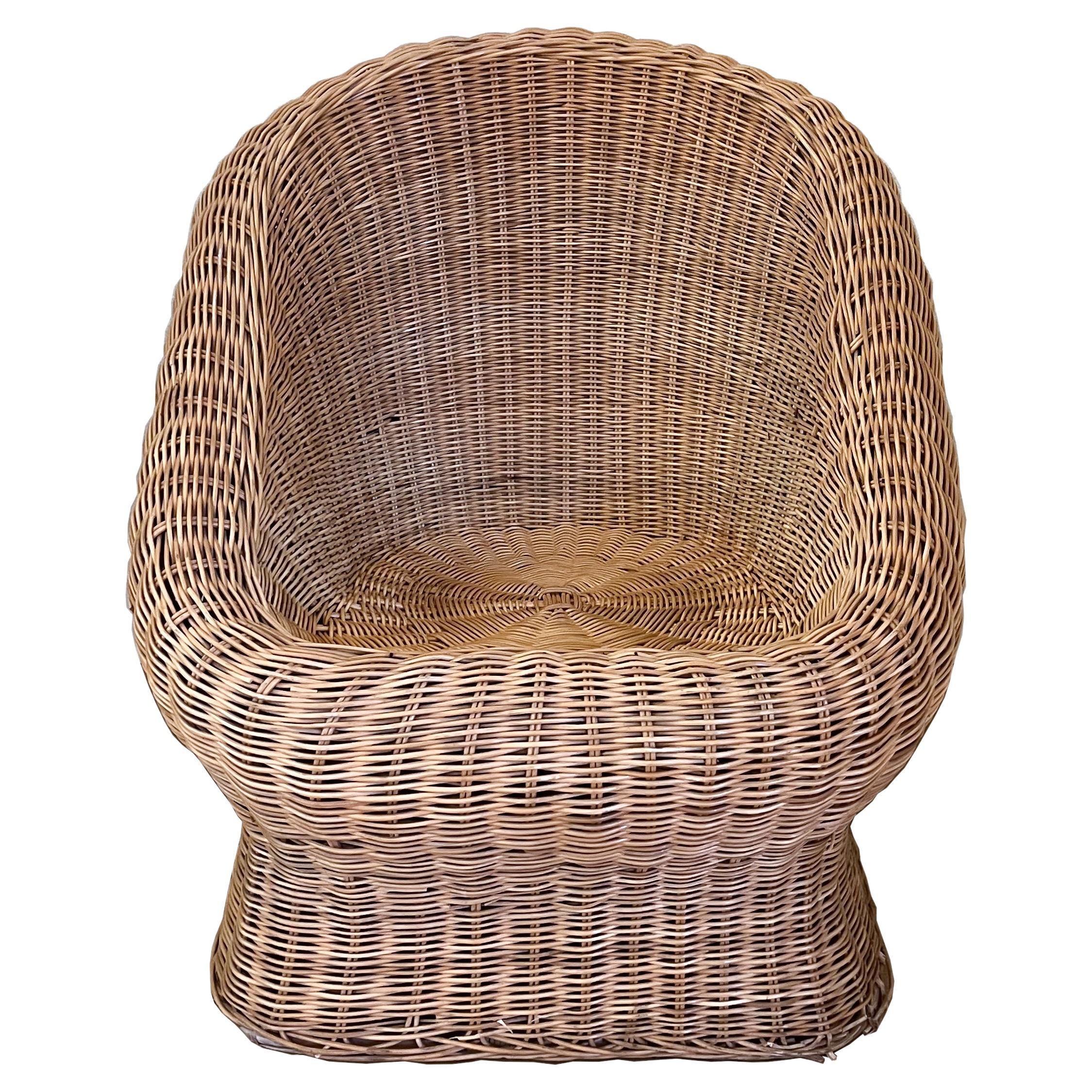 Vintage Woven Wicker Club Chair