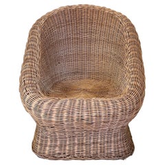 Antique Woven Wicker Club Chair