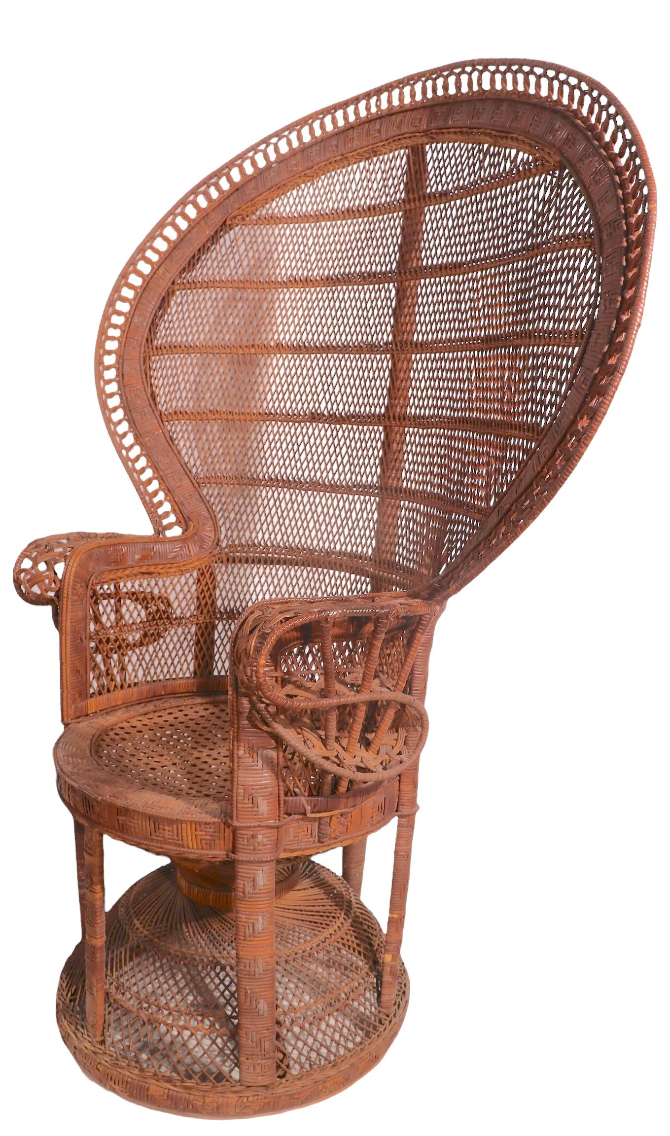 Vintage Woven Wicker Emmanuelle Chair circa 1970's 1