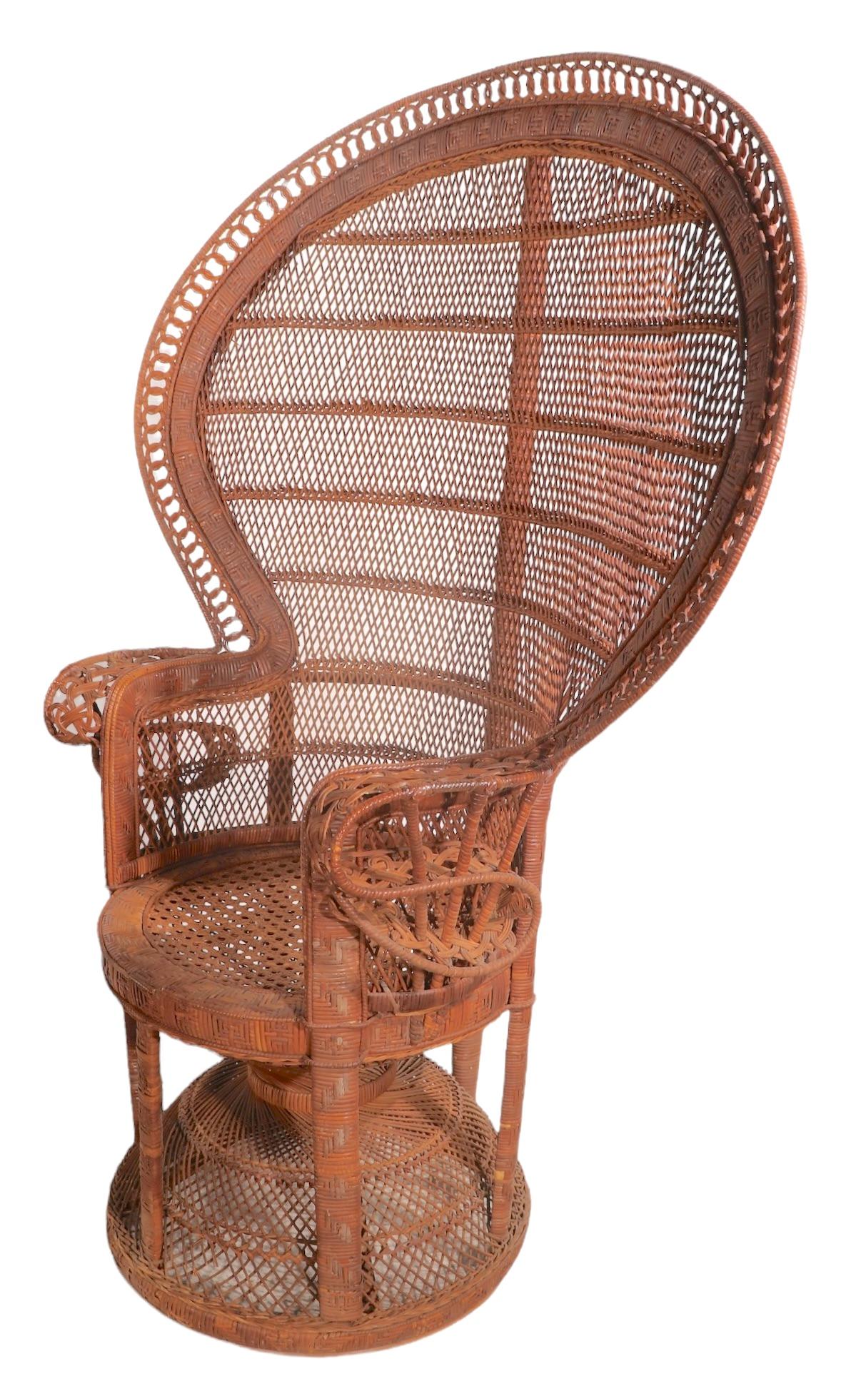 Vintage Woven Wicker Emmanuelle Chair circa 1970's 7