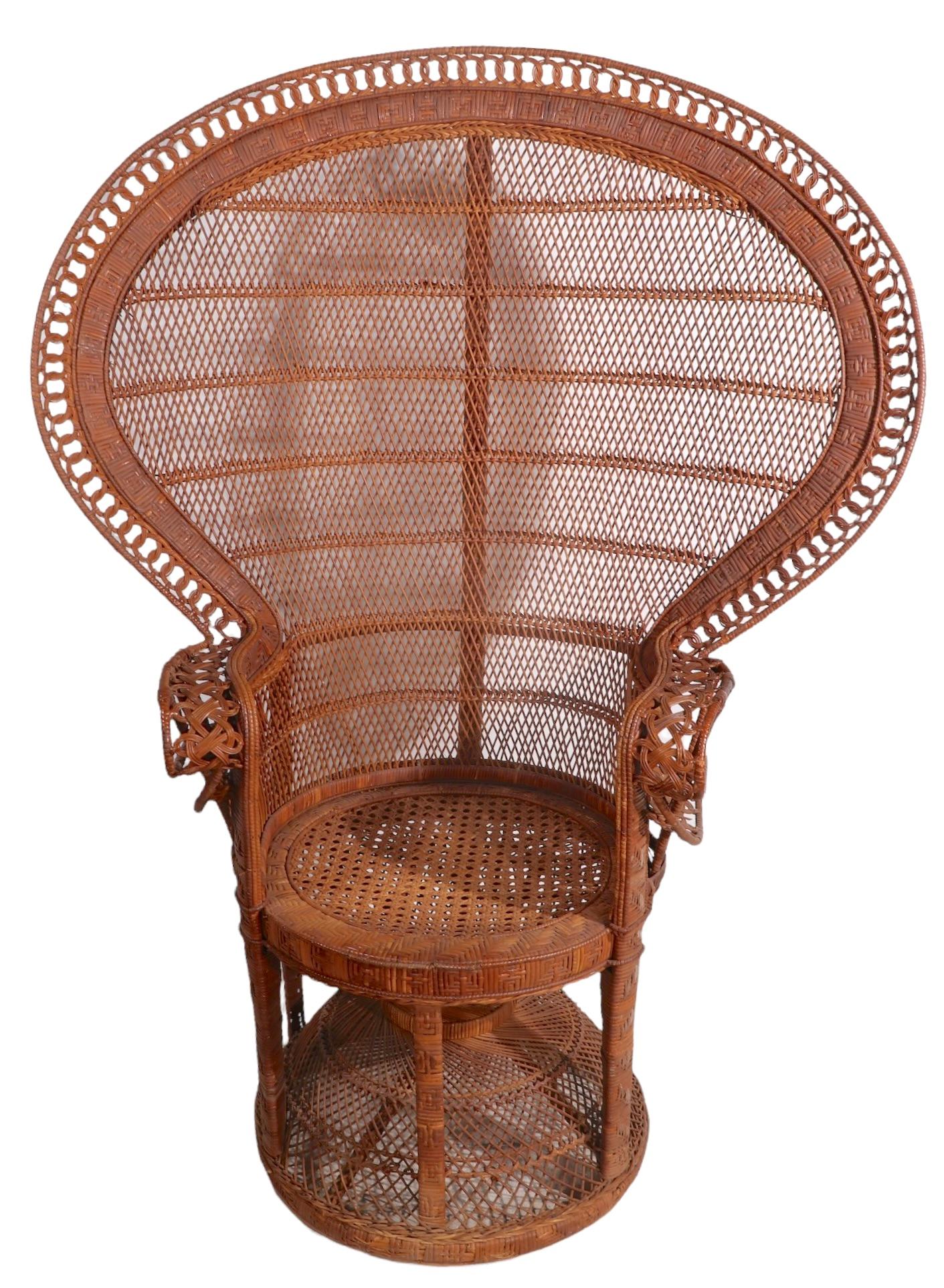 Vintage Woven Wicker Emmanuelle Chair circa 1970's 10