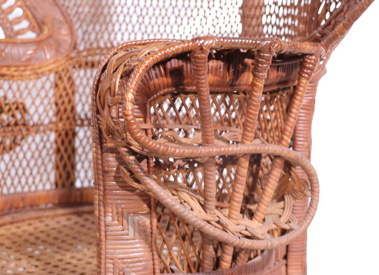 Vintage Woven Wicker Emmanuelle Chair circa 1970's For Sale at 1stDibs