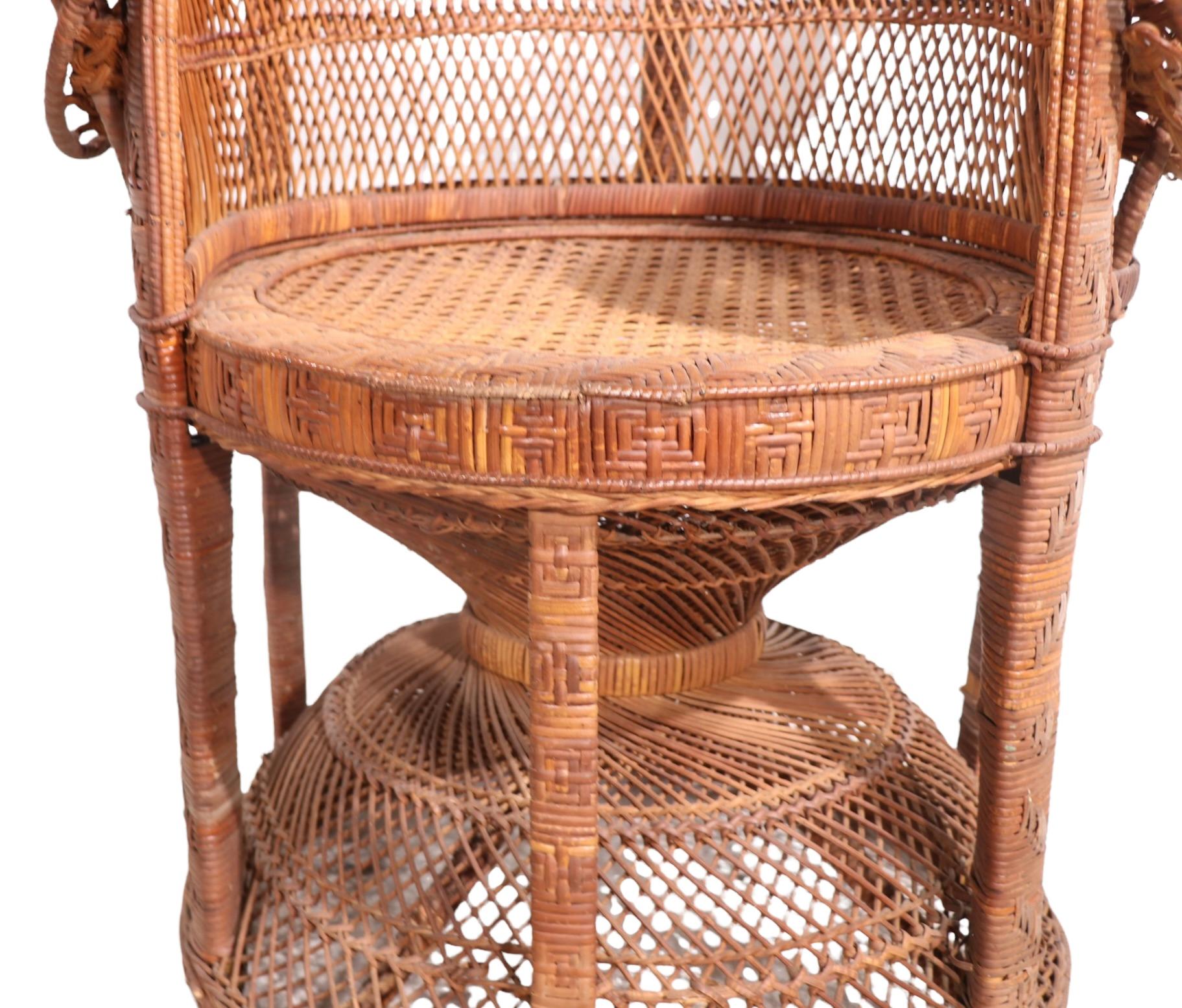 Vintage Woven Wicker Emmanuelle Chair circa 1970's In Good Condition In New York, NY