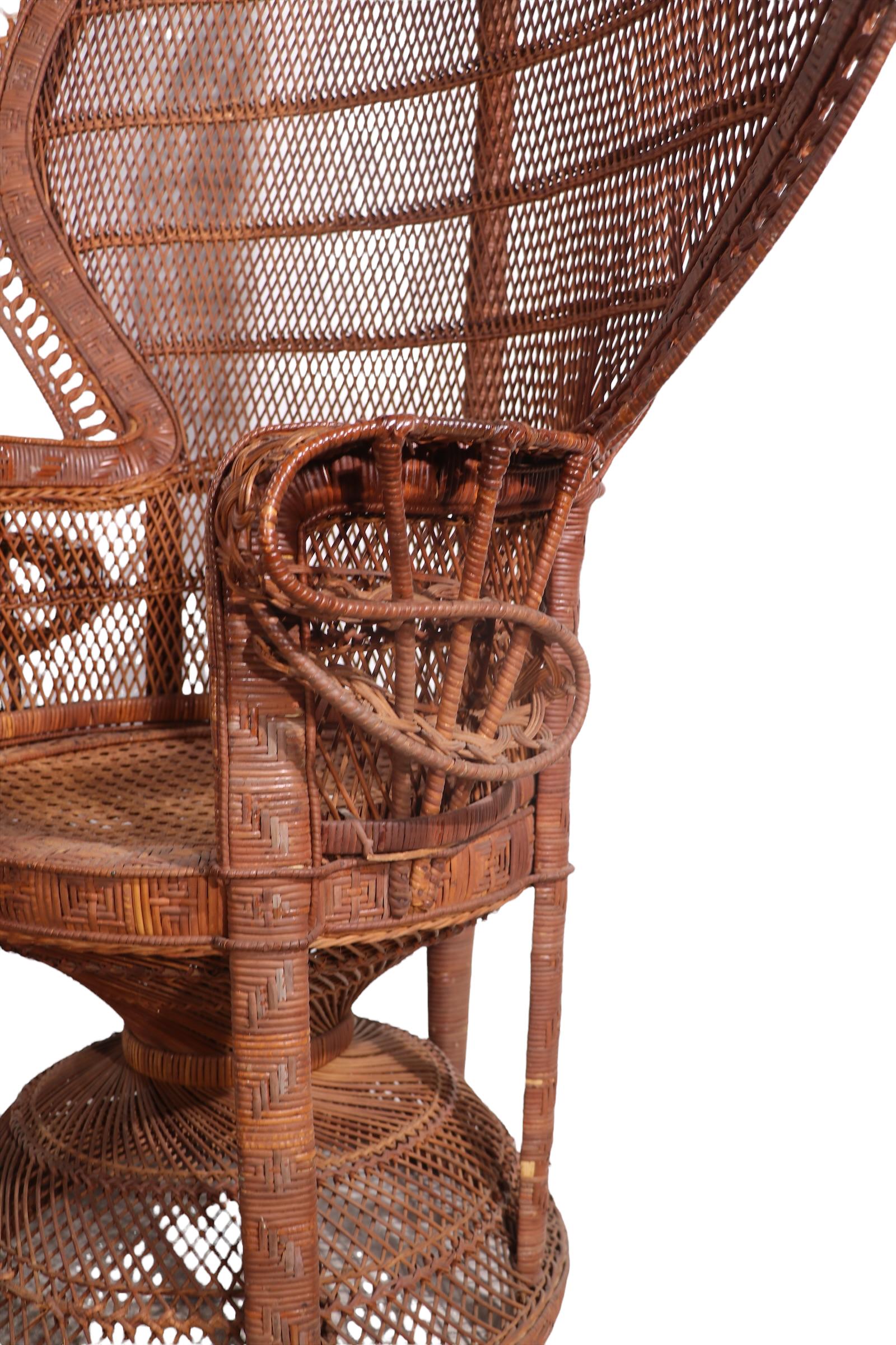 20th Century Vintage Woven Wicker Emmanuelle Chair circa 1970's