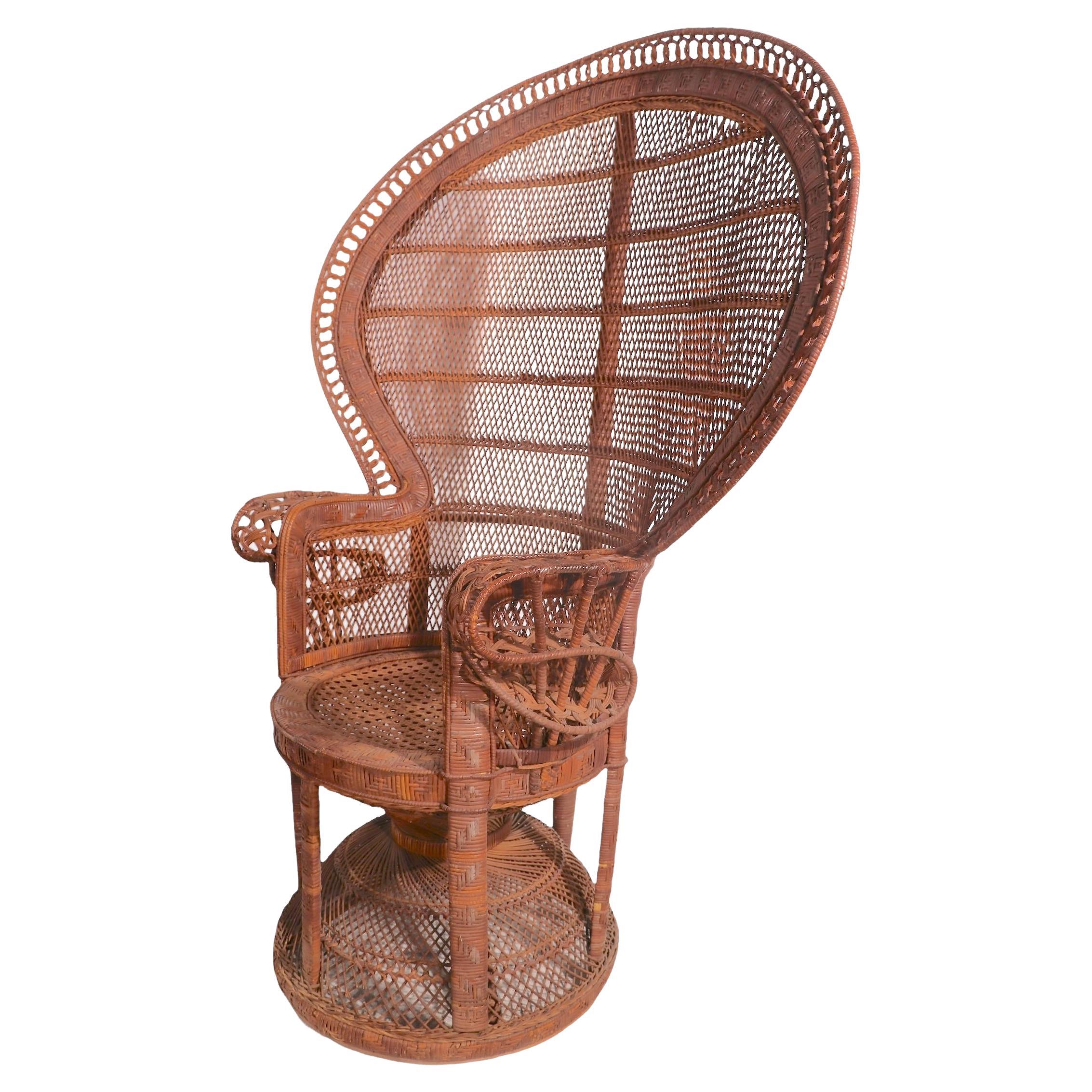 Vintage Woven Wicker Emmanuelle Chair circa 1970's For Sale at 1stDibs