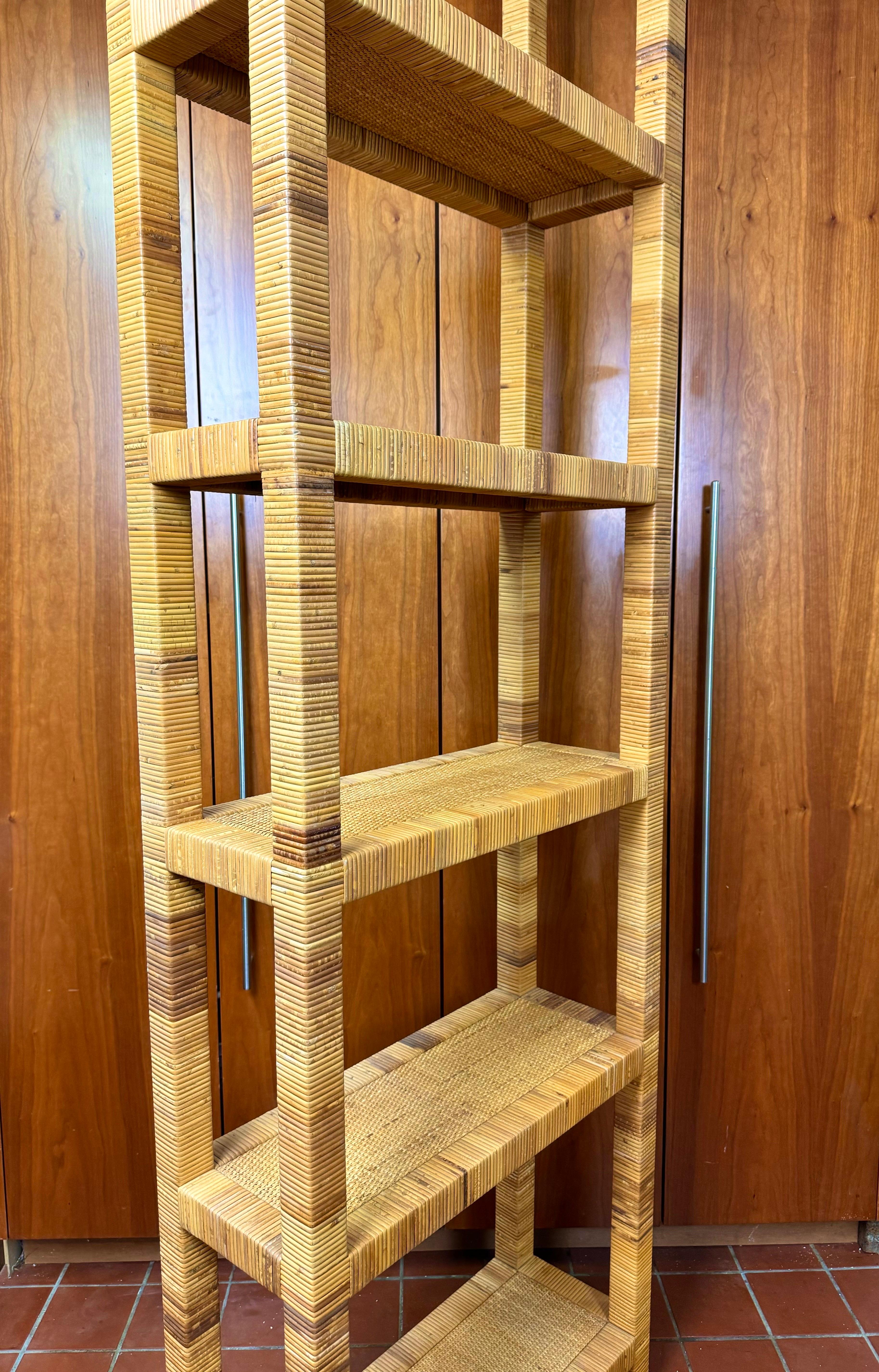 Vintage Woven Wicker Five Tiered Etagere For Sale 1