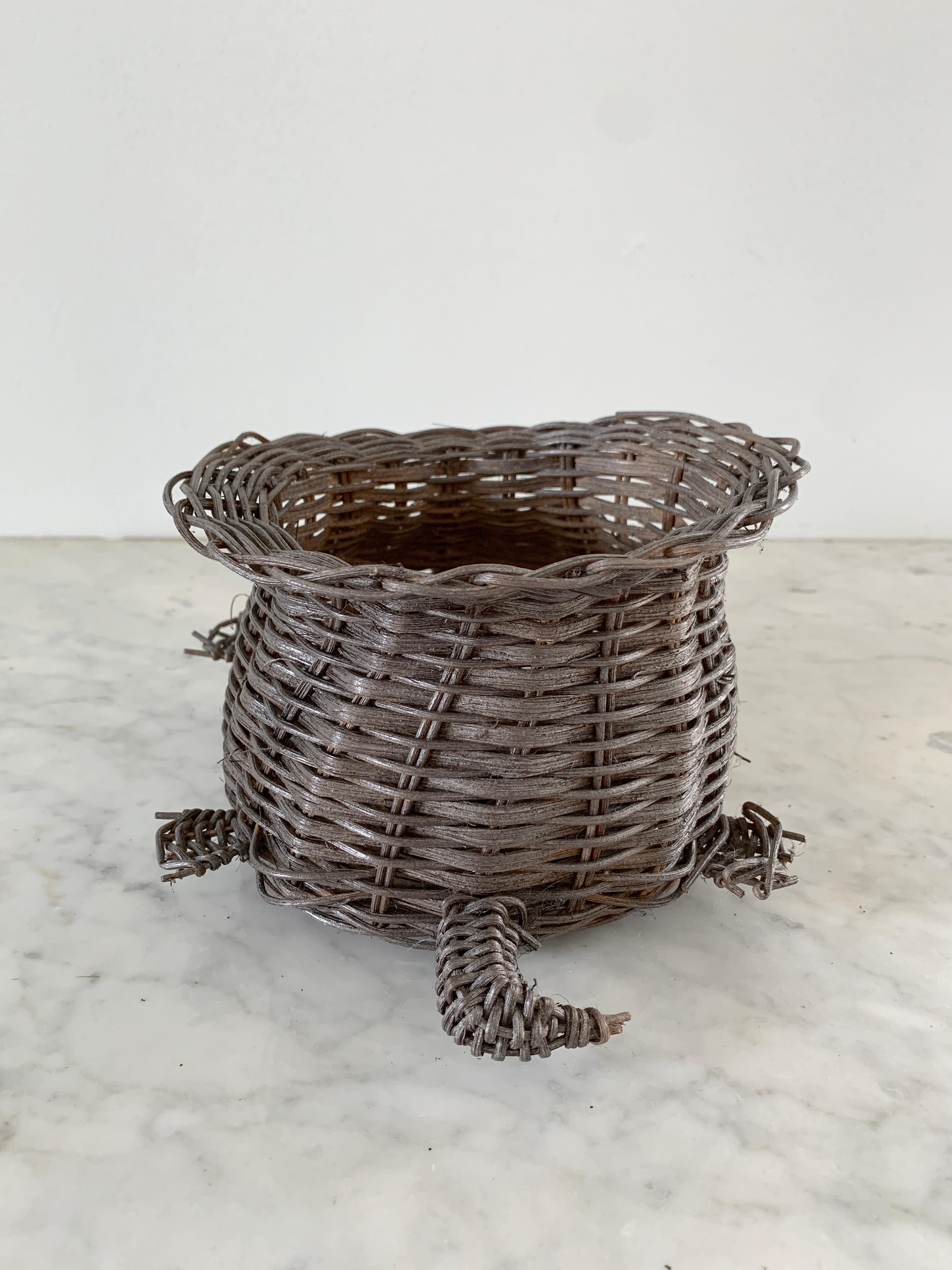 Rustic Vintage Woven Wicker Turtle Basket