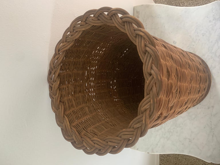 Vintage Woven Wicker Umbrella Basket For Sale at 1stDibs