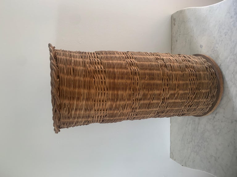 Vintage Woven Wicker Umbrella Basket For Sale at 1stDibs