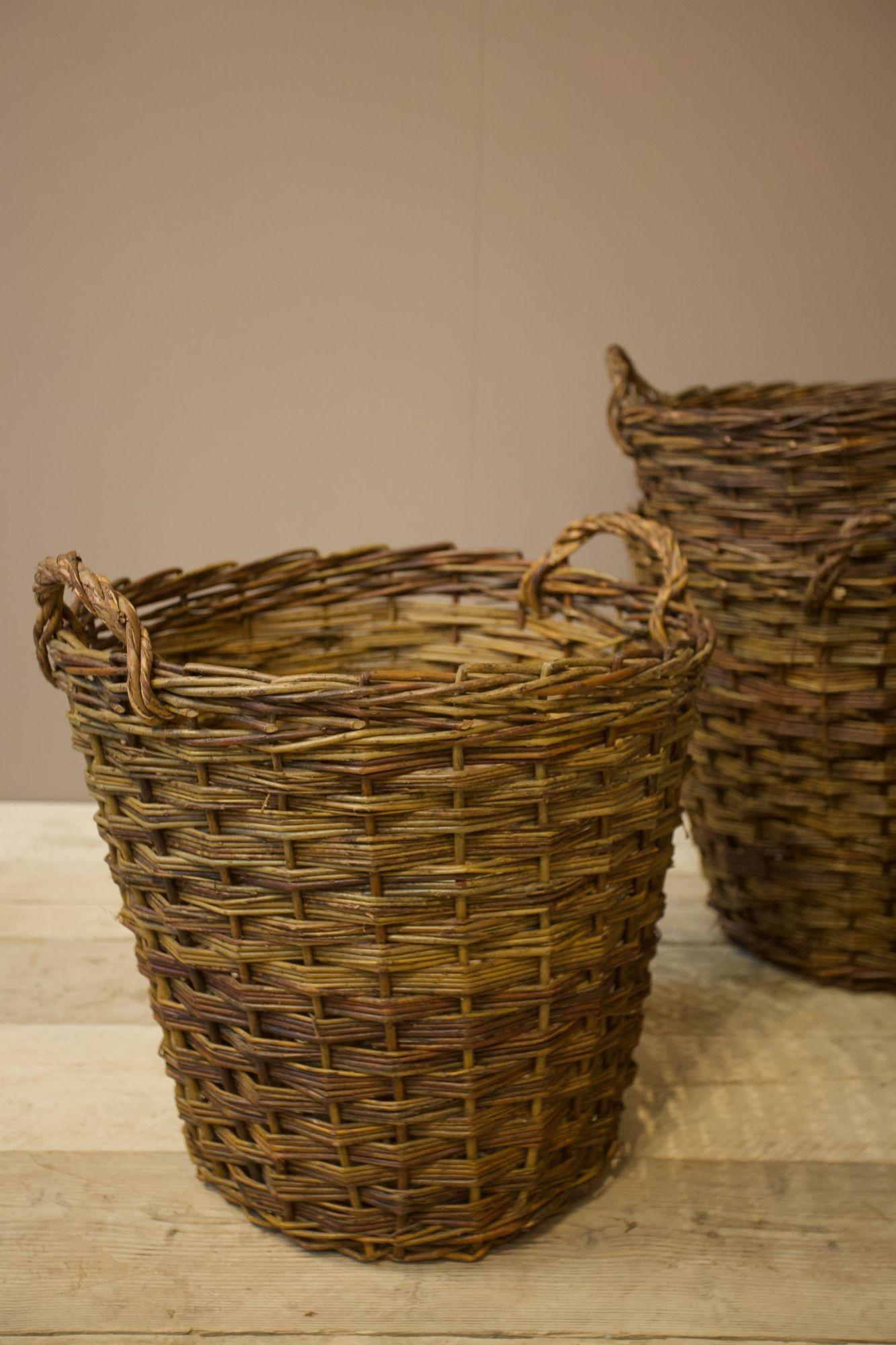 Vintage Woven Willow Log Baskets Large Dark For Sale At 1stDibs Vintage Woven Willow Log Baskets Large Dark For Sale At 1stDibs