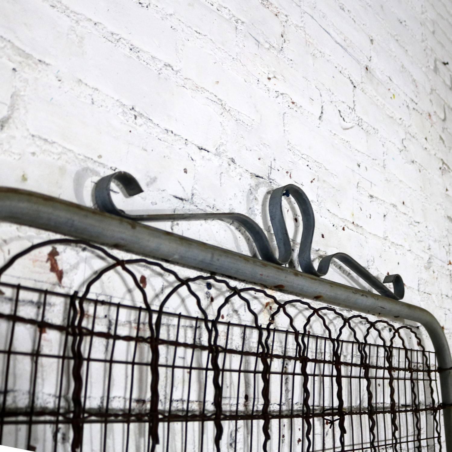 20th Century Vintage Woven Wire Cottage Style Garden Gate Patinated Galvanized Metal