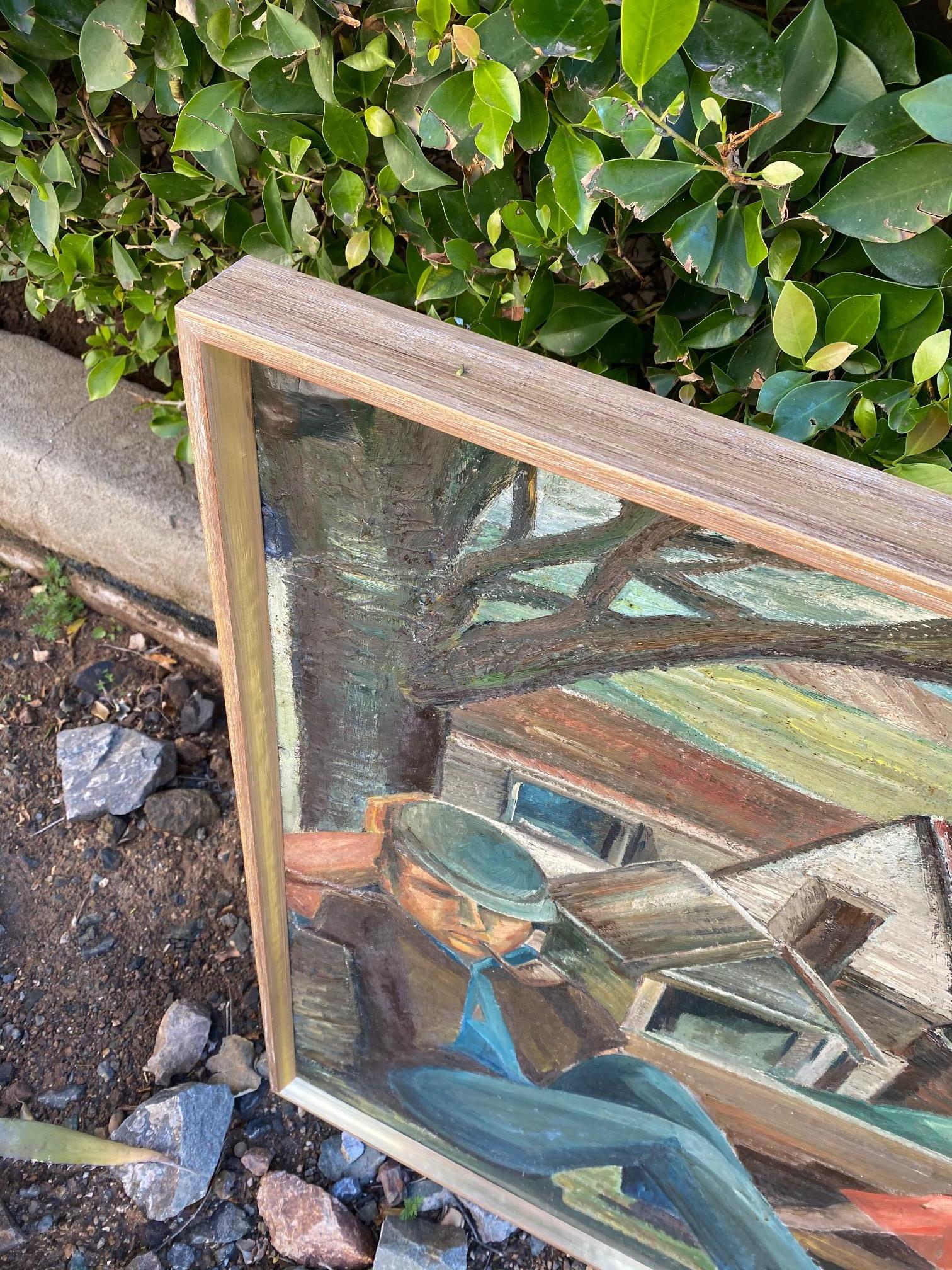 Vintage WPA Style Oil Painting For Sale 1