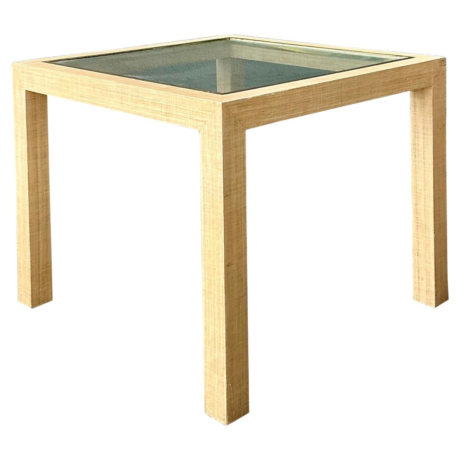Vintage Wrapped Grasscloth Game Table