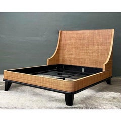 Vintage Wrapped Grasscloth Queen Bed
