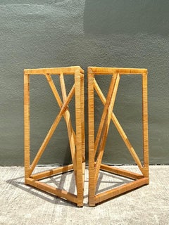 Vintage Wrapped Rattan Dining Table Pedestal