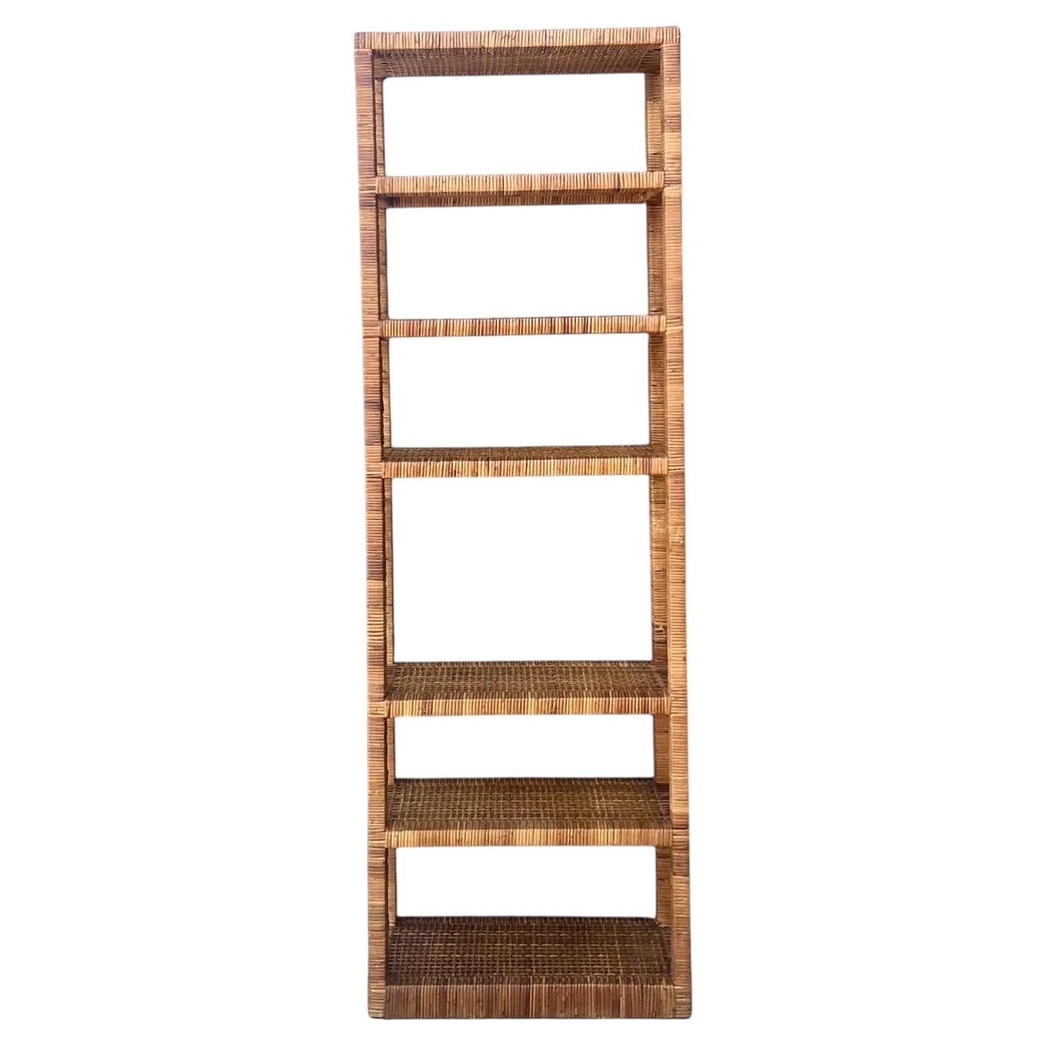 Vintage Wrapped Rattan Etagere