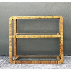 Vintage Wrapped Rattan Low Etagere