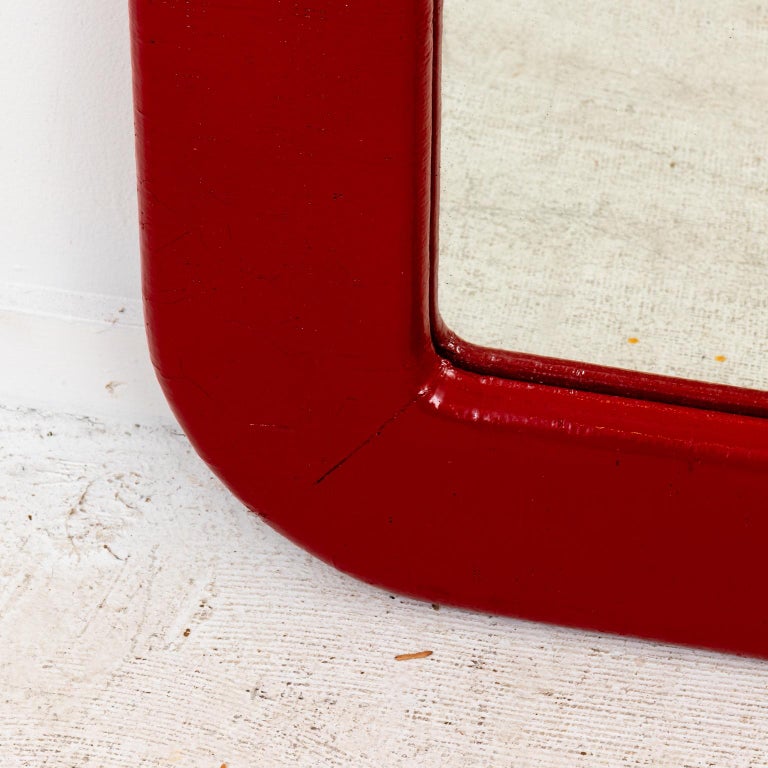 Vintage Wrapped Wood Red Mirror For Sale at 1stDibs