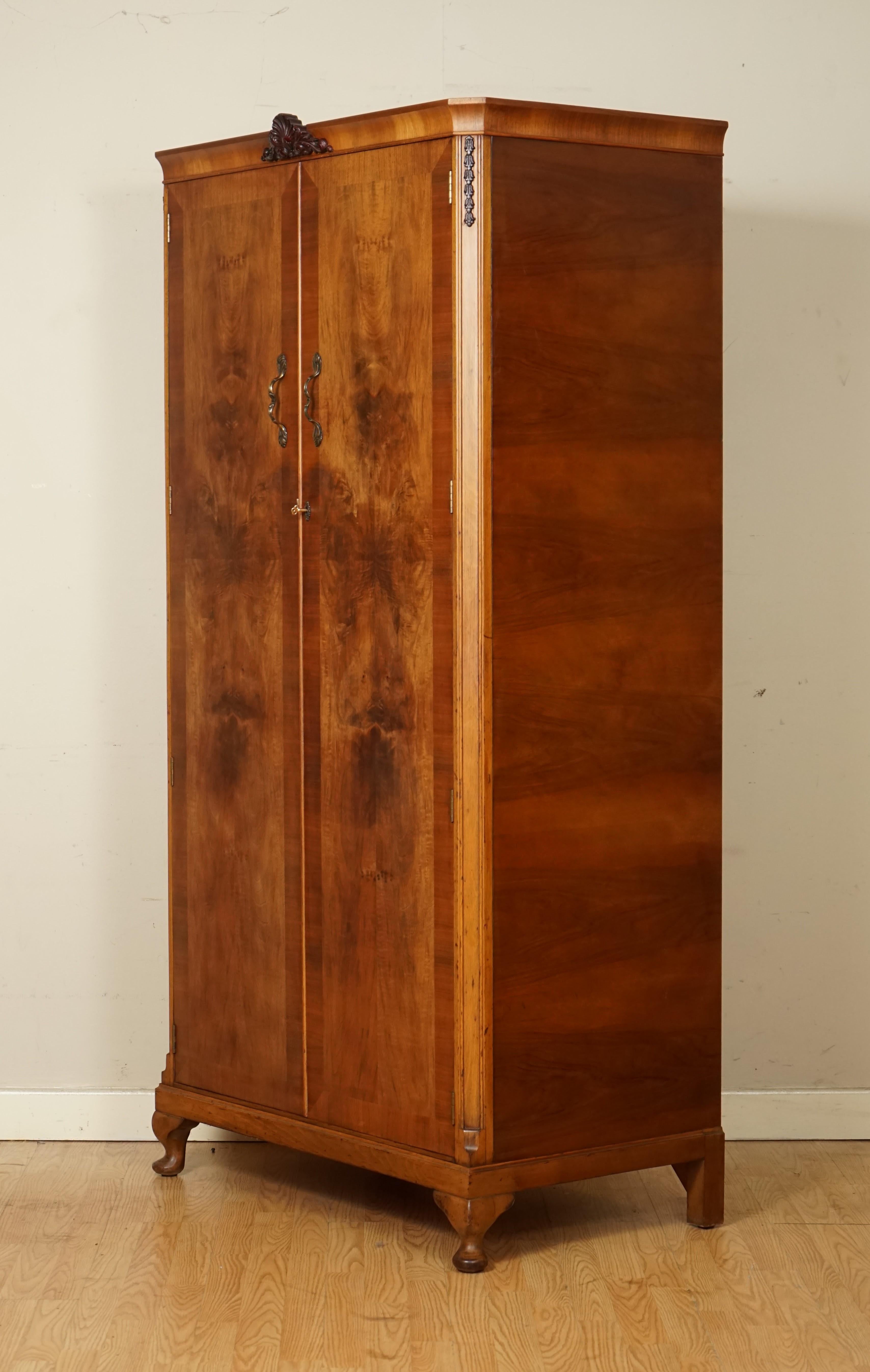 Vintage Wrighton Art Deco Burr Walnut Double Wardrobe 6