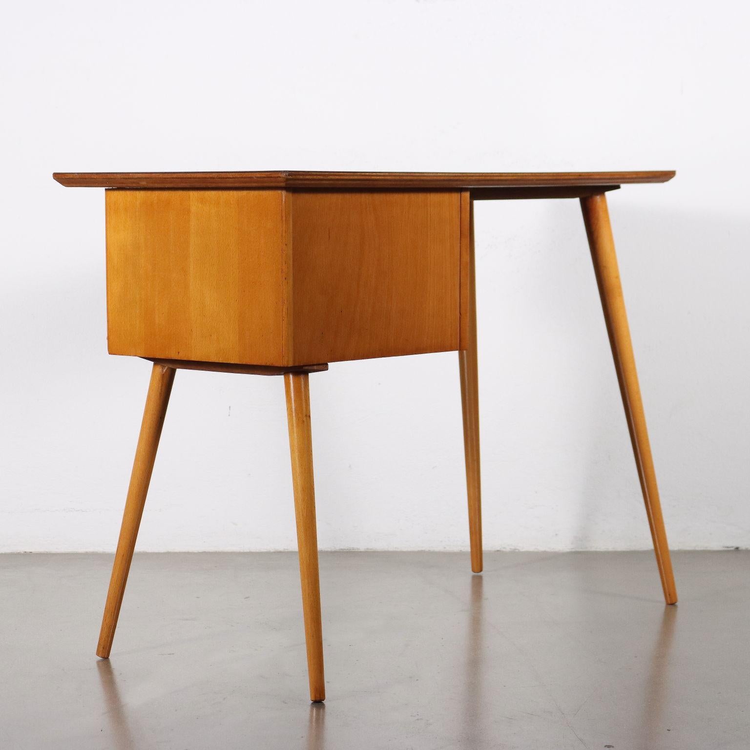 Mid-20th Century Vintage Writing Desk Beech Italy 1950s For Sale