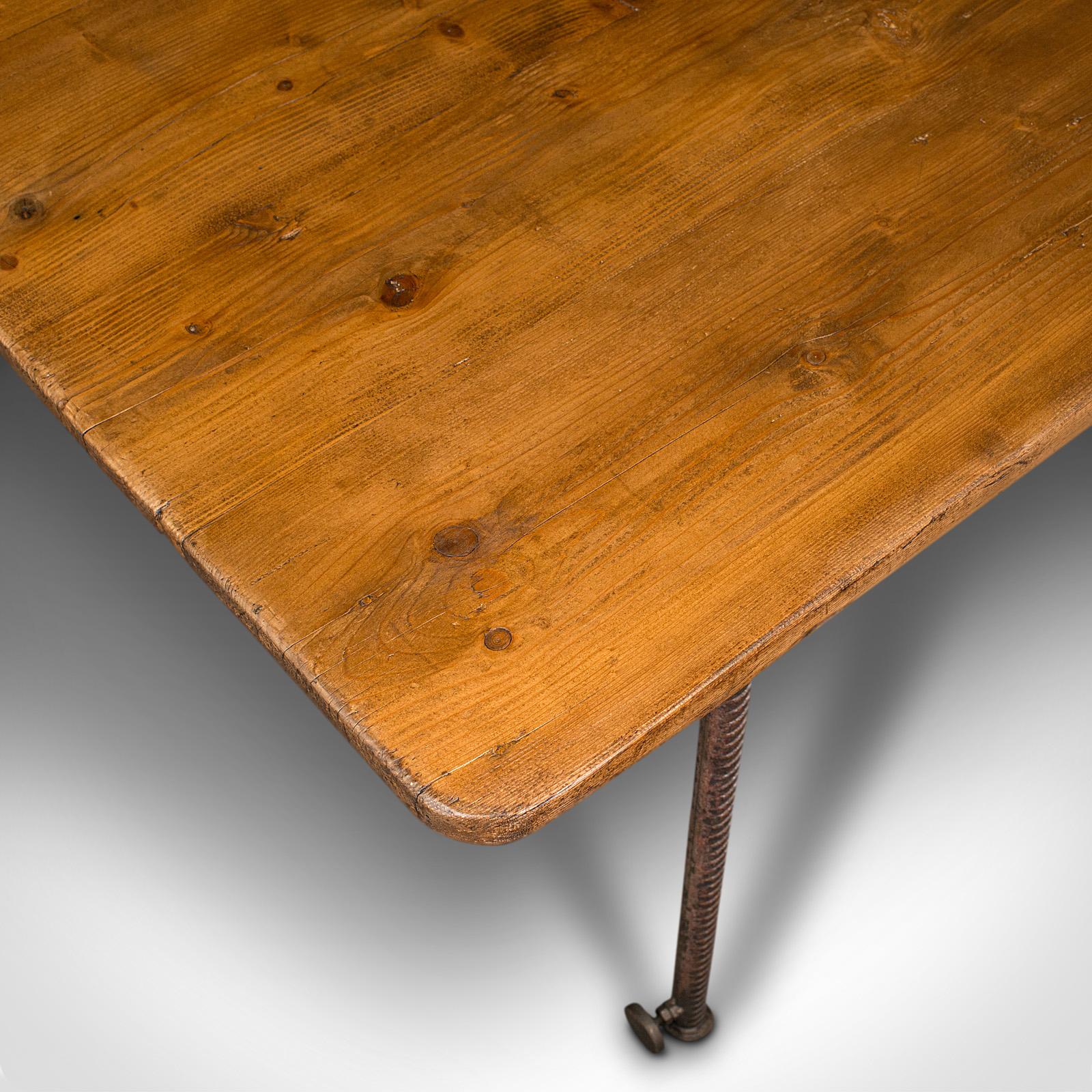 Vintage Writing Desk, English, Steel, Victorian Pine, Shop Retail, Display Table For Sale 1