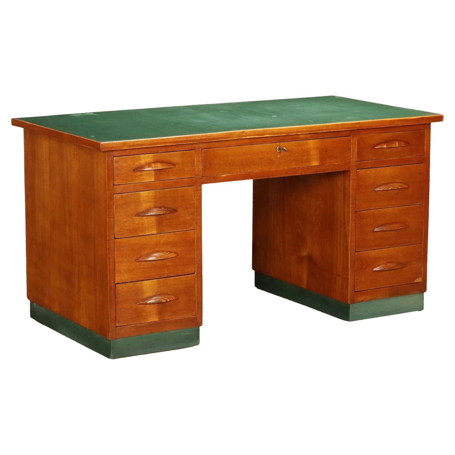 Sessile de bureau vintage en placage de chêne des années 1940