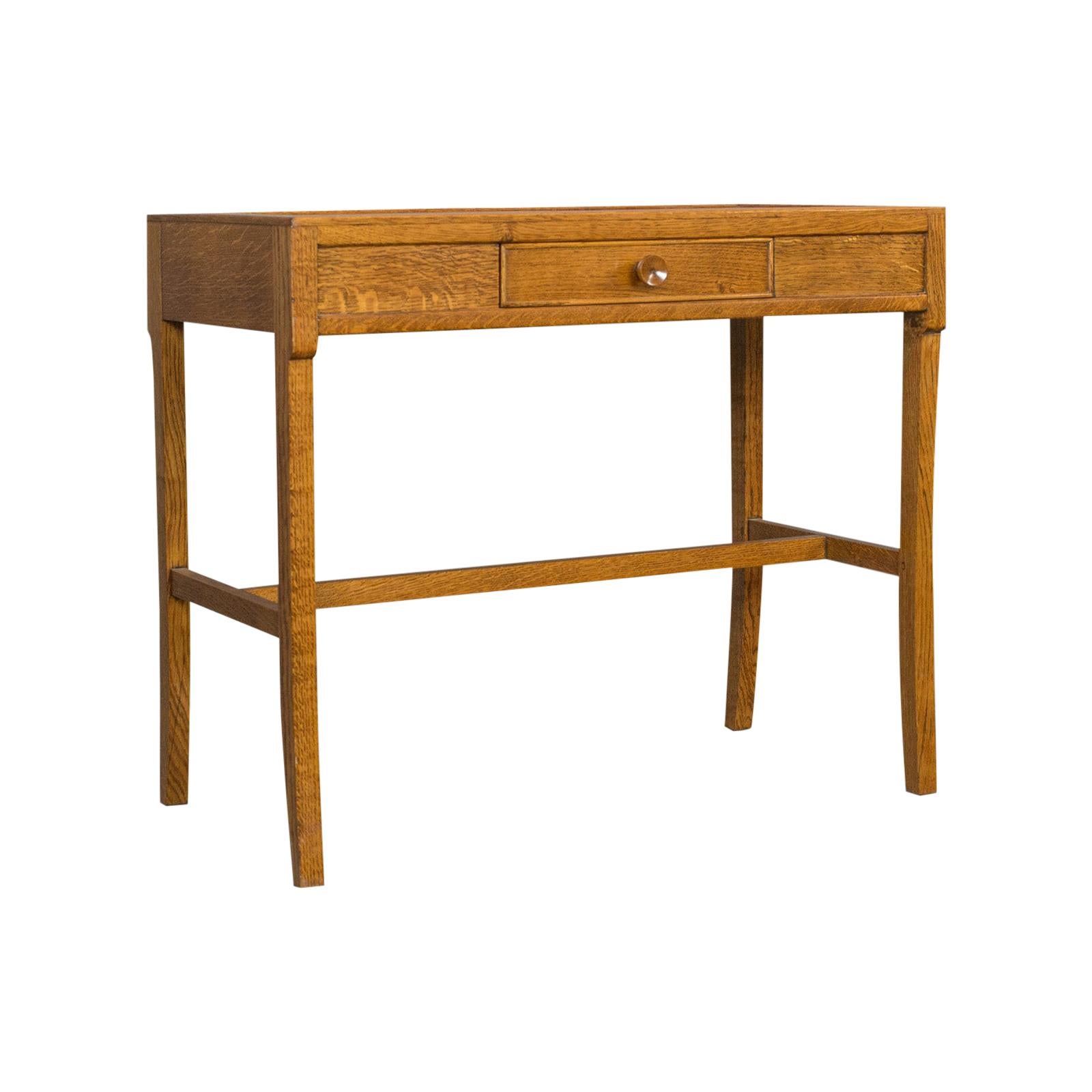 Vintage Writing Desk Side Table Oak, Hall, Console, Arts & Crafts, 20th Century