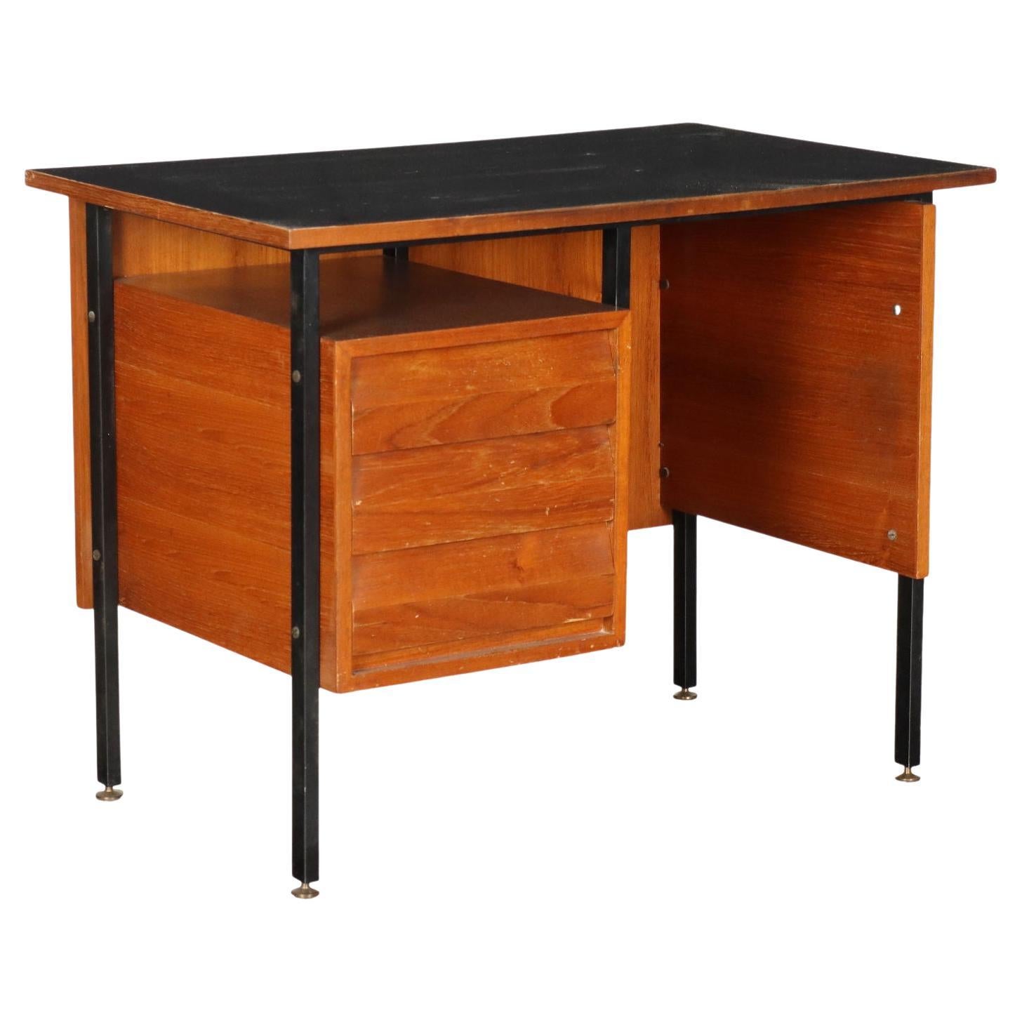 Vintage Writing Desk Teak Veneer, Italy, 1960s