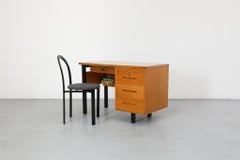 Vintage Writing Desk with Green Laminate Top and Bookshelf Underneath