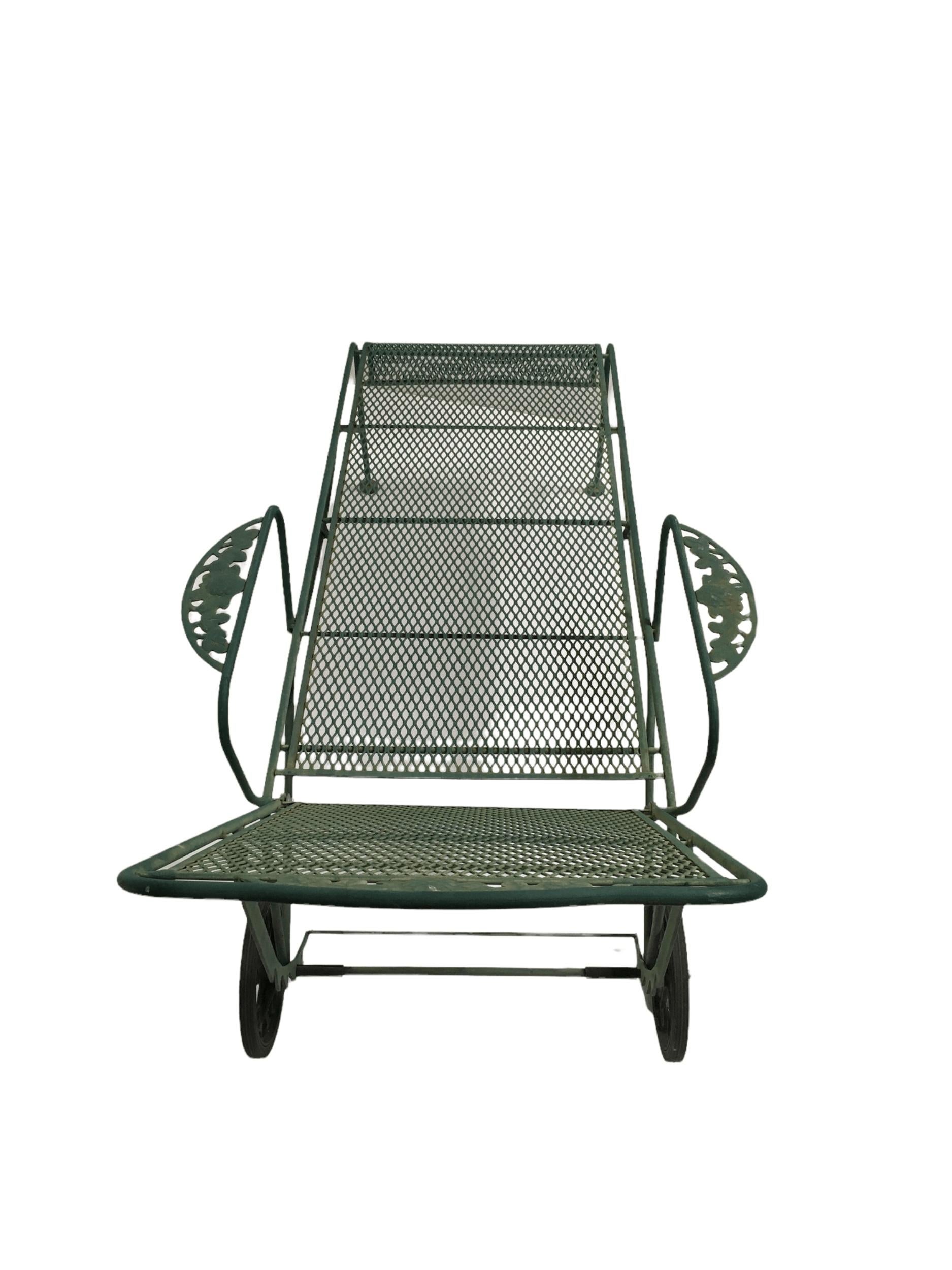 American Wrought Iron Chaise Patio/Outdoor Lounger w/ Adjustable Back by Woodard, Pair