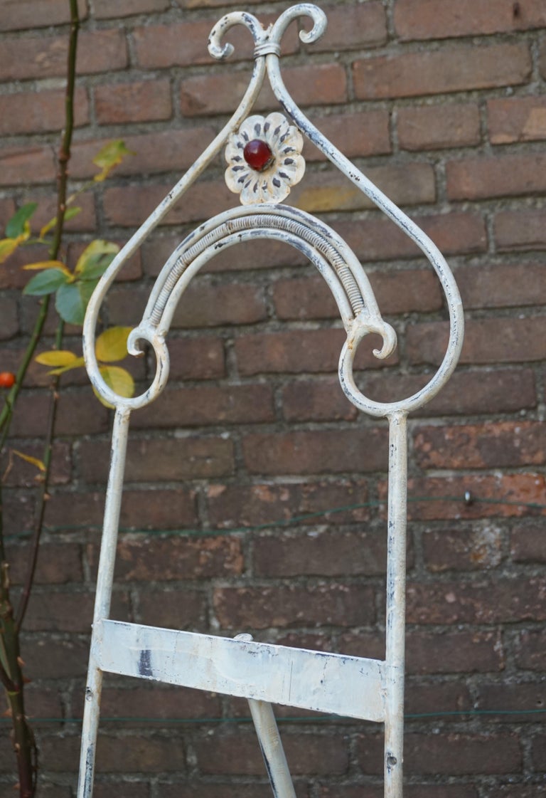 Vintage Wrought Iron Adjustable Display Easel / Painting Stand in Romantic Style For Sale at