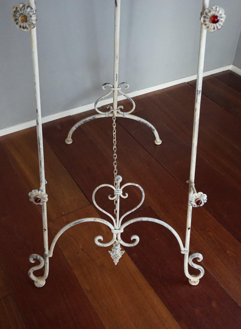 Vintage Wrought Iron Adjustable Display Easel / Painting Stand in Romantic Style For Sale at