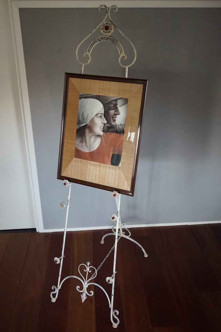 Vintage Wrought Iron Adjustable Display Easel / Painting Stand in