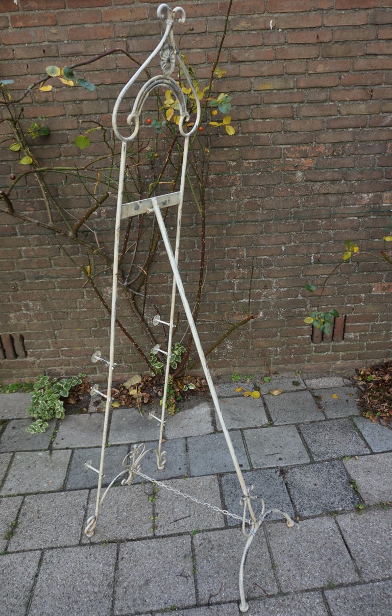 Vintage Wrought Iron Adjustable Display Easel / Painting Stand in