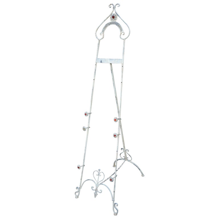 Vintage Wrought Iron Adjustable Display Easel / Painting Stand in