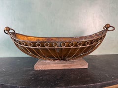 Vintage Wrought Iron and Copper Decorative Centerpiece Bowl / Jardinière