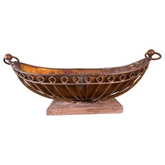 Vintage Wrought Iron and Copper Decorative Centerpiece Bowl / Jardinière