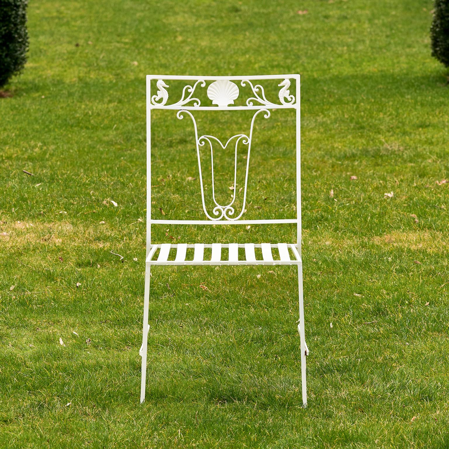 Metalwork Vintage Wrought-iron and Glass Dining Set For Sale