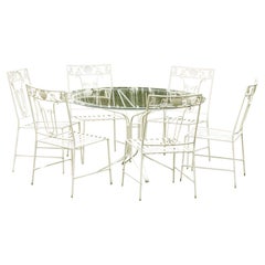 Ensemble de salle à manger vintage en fer forgé et verre