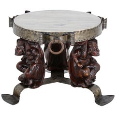 Vintage Wrought Iron and Marble Side Table