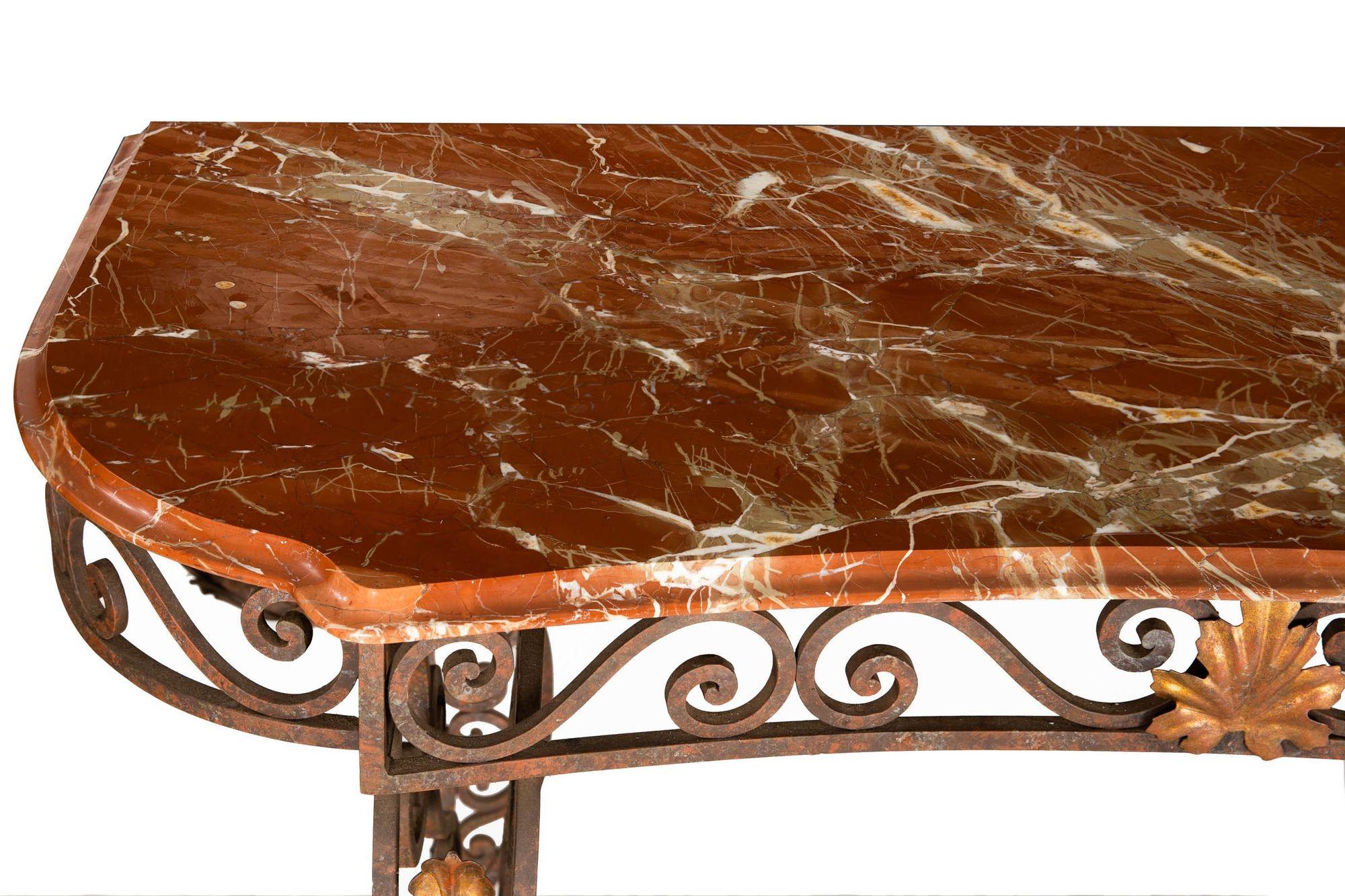 Vintage Wrought Iron and Red Marble Console Table, 20th Century For Sale 12