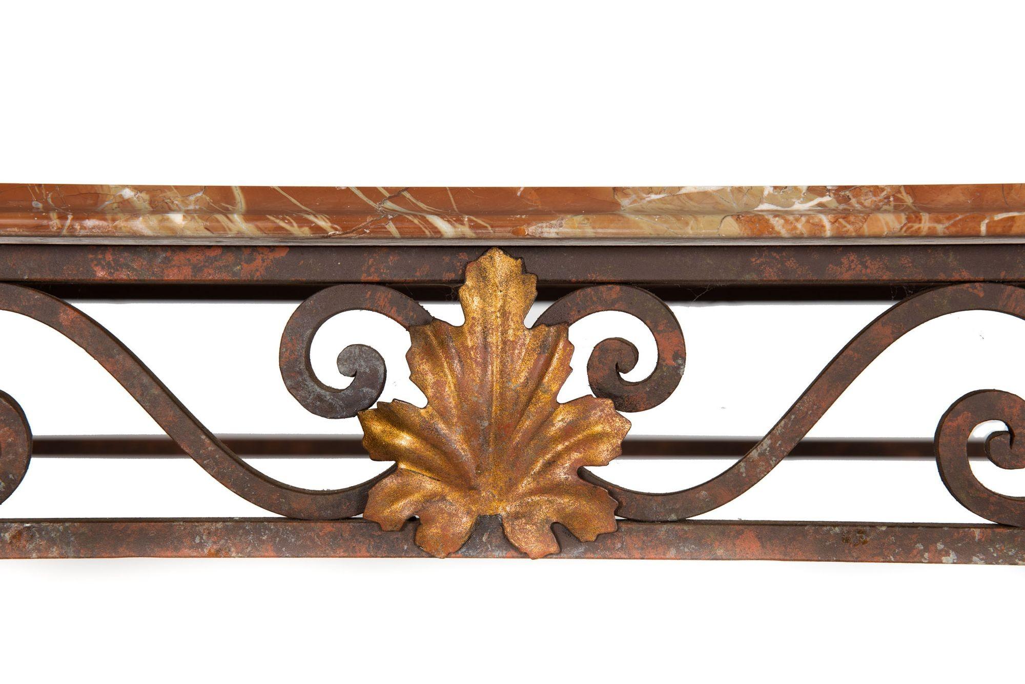 Vintage Wrought Iron and Red Marble Console Table, 20th Century For Sale 4