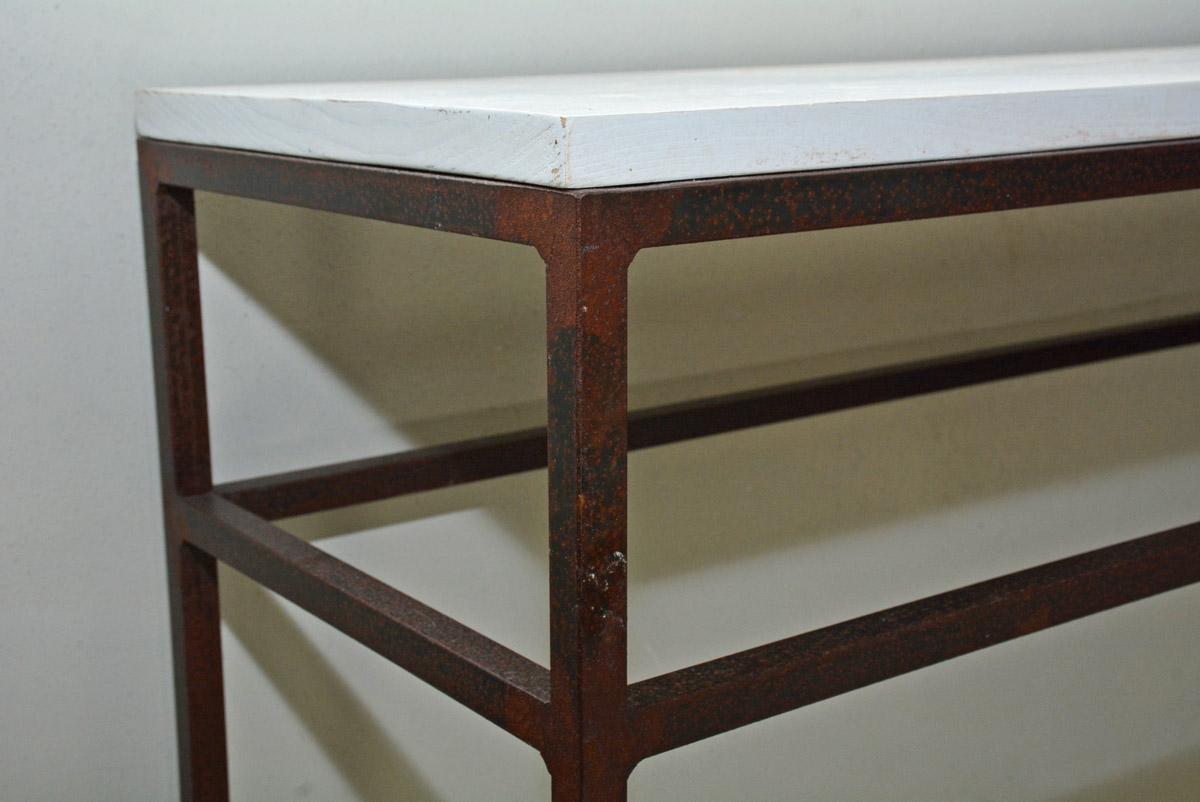 Vintage Wrought Iron and Wood Console Table (Moderne)
