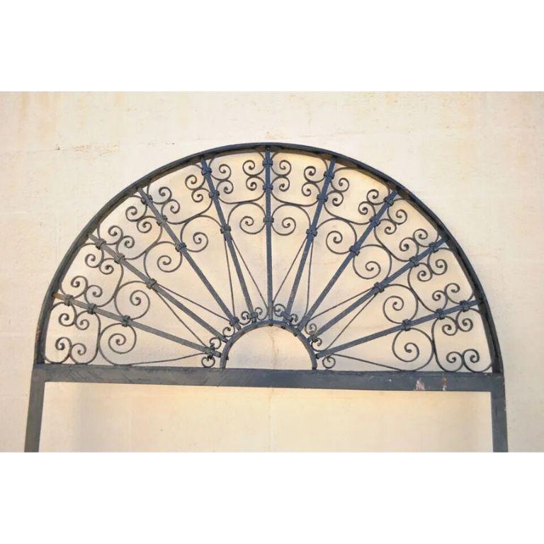 Vintage Wrought Iron Arch Top 8' Full Length Floor Mirror Frame Garden Element (B). Item features a handmade frame with ornate scrolling details. Great to use as a tall full length mirror. Listing does not include glass or hardware. Buyer